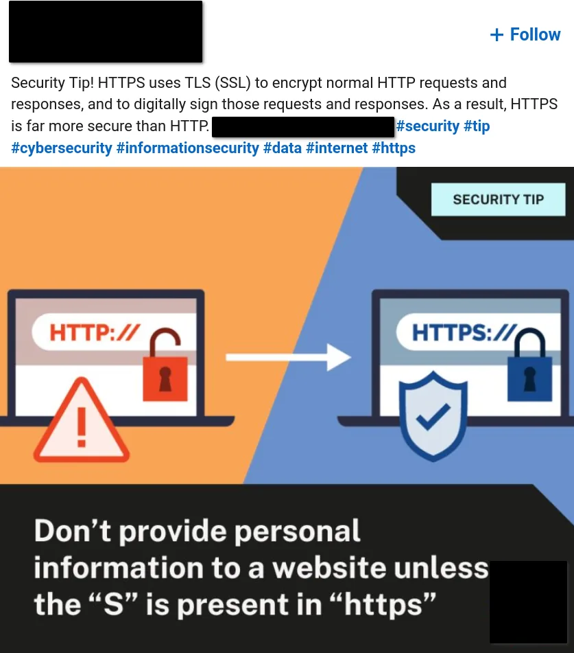 LinkedIn post from a cybersecurity company.